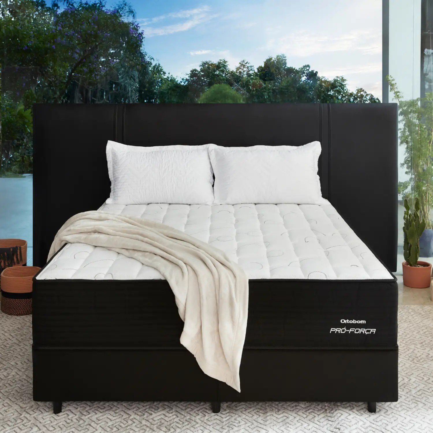 Quarto com colchão Ortobom em ambiente de conforto